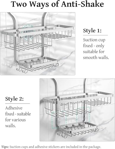 Never Rust Shower Caddy Hanging, Aluminum Shower Racks for Inside Shower, 3-Tier Shower Organizer Hanging Over Shower Head with Hooks and Soap Holder, Silver - color: Silver