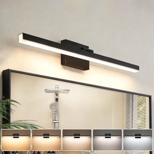 IZORRO Modern Bathroom Vanity Light 32 inch, Rotatable, 24W Dimmable Led Bathroom Light Fixture Over Mirror, Black Vanity Light Bar (5 Color Temperature) - color: Black-5CCT, size: 32 inch