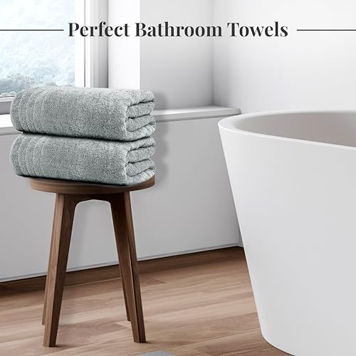 4 Piece Extra Large Bath Towels 30 x 60 Inches, Cool Grey | 100% Cotton, Larger & Lighter Weight, Quicker to Dry, Super Soft and Absorbent, Perfect for Bathroom - color: Cool Grey
