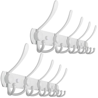 WEBI Coat Rack Wall Mount,Coat Hooks Wall Mount,Coat Hanger Wall,Wall Coat Rack,Hook Rack Rail,5 Triple Hooks for Hanging Coats,Jacket,Clothes,White,2 Packs - color: White, size: 2 Pack