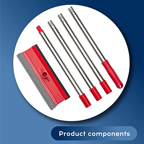 Window Squeegee, 2-in-1 Window Cleaner with 55" Extension Poles, Window Washing Kit, Glass Door Cleaner, Multi-Use Car Windshield Cleaning Tool with Long Handle for High Outdoor Windows - size: Multi-Section Squeegee