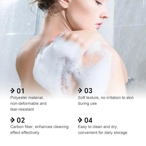 2 PCS Exfoliating Shower Towel, Premium Scrub Bathroom Towel Set, 47" Dual-Sided Body Scrubber for Sensitive Skin, Deep Cleansing for Body & Face, Long Back Scrubber for Women Men, Pink & Black - color: Pink & Black