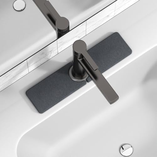 Premium Stone Faucet Mat for Kitchen Sink, 15.8" x 4" Dark Gray | Quick Drying & Water Absorbent, Sink Splash Guard Tray for Prevents Moisture Buildup - color: Dark Gray, size: 15.8" x 4"