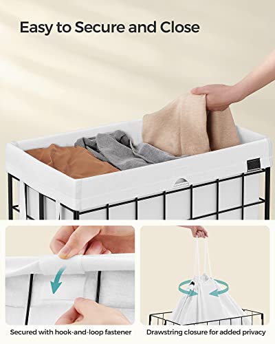 SONGMICS Laundry Hamper, 29 Gal. (110L) Laundry Basket, Collapsible Clothes Hamper, Removable and Washable Liner, Metal Wire Frame, for Bedroom Bathroom, Cream White ULCB111W01 - color: Cream White, size: 110 L