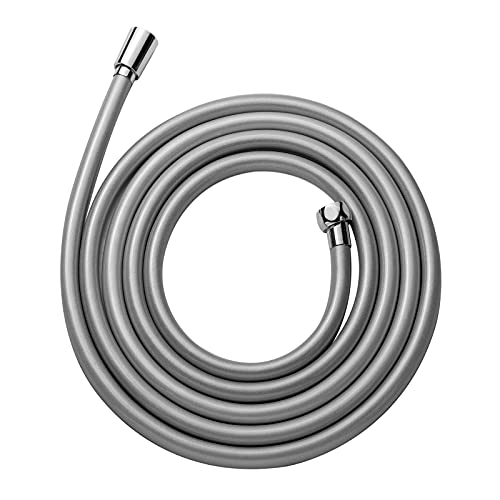 OFFO Ultra-Flex Shower Hose, 100 in Premium RV PVC Handheld Shower Head Hose Flex Hoses Extension with Brass Insert and Nut for Bathing Pet Bathing, Silver Gray - color: Silver Gray, size: 100 in