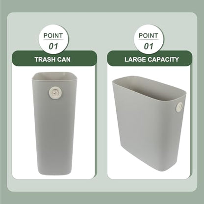 Ipetboom Narrow Space Trash Can for Bathroom Kitchen Bedroom Office Lightweight Material Capacity Garbage Bin with Smooth Surface Easy to Clean Space-Saving Design for Tight Corners and