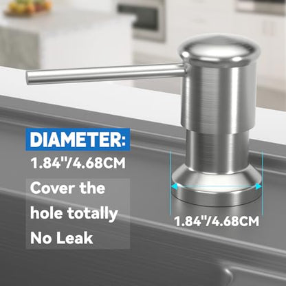 Dish Soap Dispenser, Kitchen Sink Soap Dispenser Pump with 17 OZ Bottle, Refill from The Top, Wide Pump Head Base (Brushed Nickel) - color: Brushed Nickel, size: With Bottle