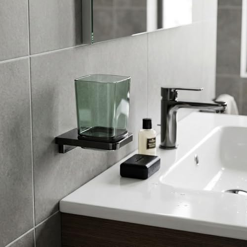 ECKOREA® Matte Black Tumbler Holder ECK-405C-BK, Tumbler Included, Durable Zinc Alloy, Wall-Mounted, Screw-in - size: ECK-405C-BK