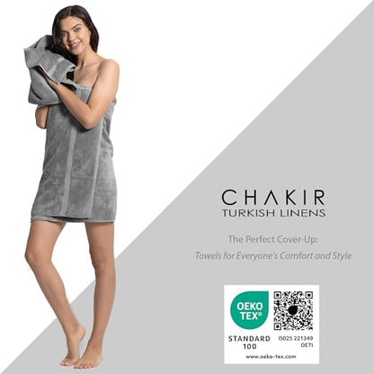 Chakir Turkish Linens Personalized 3 Piece Towel Set, 100% Cotton Luxury Turkish Towels for Bathroom, Soft Absorbent Towel Set with Bath Towel Hand Towel and Washcloth, Gray - color: Gray