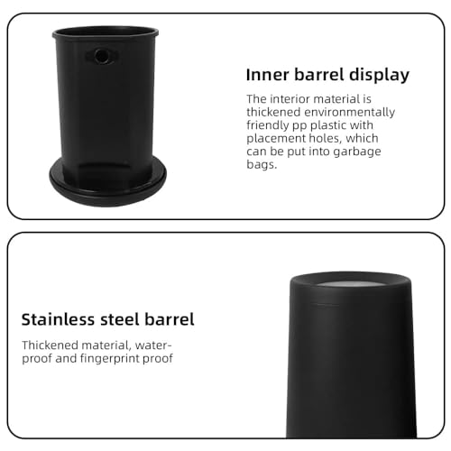10 L/2.6 Gallon,Matte Black Bathroom Trash Can,Metal Garbage Can with Flipping Lid,for Bathroom, Living Room,Bedroom,Hotel,Office, Laundry Room (Black) - color: black