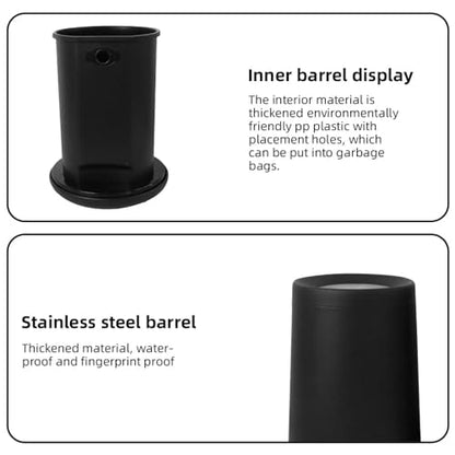 10 L/2.6 Gallon,Matte Black Bathroom Trash Can,Metal Garbage Can with Flipping Lid,for Bathroom, Living Room,Bedroom,Hotel,Office, Laundry Room (Black) - color: black