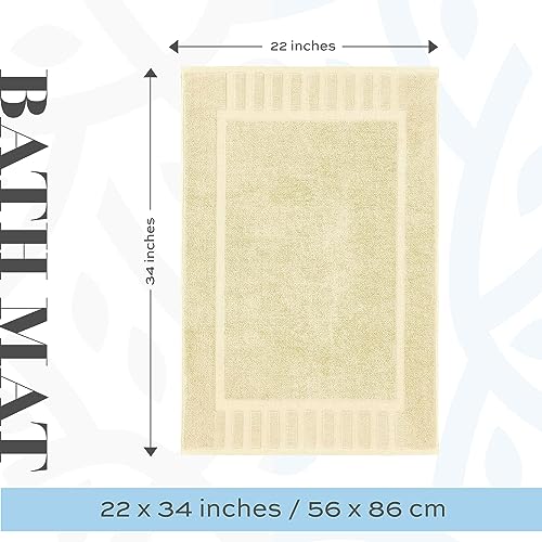 White Classic Luxury Bath Mat Floor Towel Set - Absorbent Cotton Hotel Spa Shower/Bathtub Mats [Not a Bathroom Rug] 22"x34" | 2 Pack | Beige - color: 08: Beige