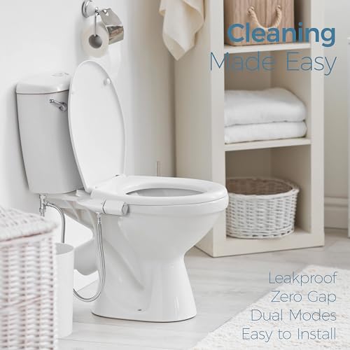 BIGCOW Ultra-Slim Bidet Attachment for Toilet - Dual Nozzle (Frontal & Rear Wash) with Adjustable Cold Water Pressure and Stainless Steel Inlet - Hygienic Solution for Fresh Cleanliness, Silver 1 Pcs - color: Silver