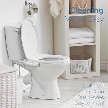 BIGCOW Ultra-Slim Bidet Attachment for Toilet - Dual Nozzle (Frontal & Rear Wash) with Adjustable Cold Water Pressure and Stainless Steel Inlet - Hygienic Solution for Fresh Cleanliness, Silver 1 Pcs - color: Silver