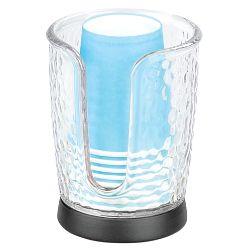 iDesign Paper Bathroom-Holds 3 oz Includes 8 Clear/Black Rain Disposable Cup Dispenser - color: Clear/Black
