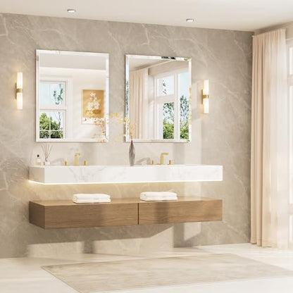 TETOTE 30" x 36" Rectangle Mirror with Frameless Tempered Beveled Edge for Vanity and Bathroom - size: 36"L x 30"W