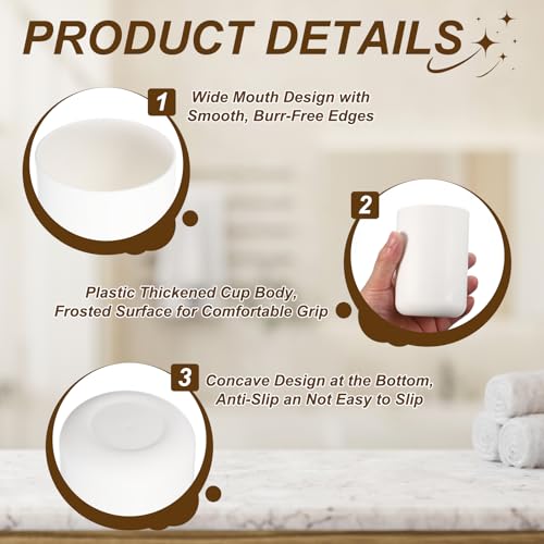 uxcell Bathroom Tumblers, 14oz Reusable Toothbrush Cup 2.8x4 Plastic Cup for Bathroom Travel Home Toothpaste Makeup Brush Holder Mouthwash Water Beverages Combs, White - color: White