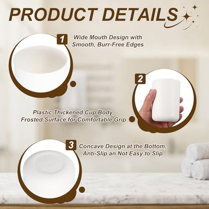 uxcell Bathroom Tumblers, 14oz Reusable Toothbrush Cup 2.8x4 Plastic Cup for Bathroom Travel Home Toothpaste Makeup Brush Holder Mouthwash Water Beverages Combs, White - color: White