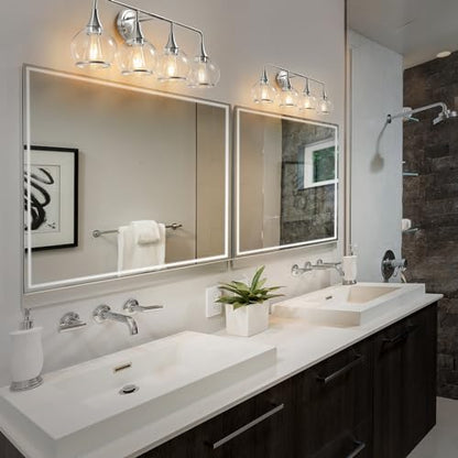 Brushed Nickel Bathroom Light Fixture 4 Lights Bathroom Vanity Lights Over Mirrors with Clear Glass Shade 30.7 inch Wall Sconce Lighting Bath(Exclude E26 Bulb) - color: Brushed Nickel, size: 4 Light