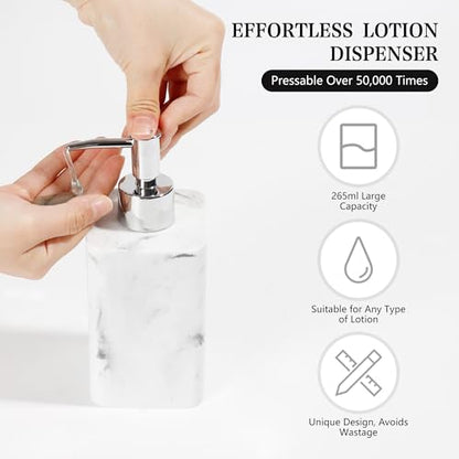 Bathroom Accessories Set, 4 Piece Toothbrush Holder Set Marble White | Bathroom Accessory Set with Soap Dispenser, Toothbrush Holder, Tumbler, Vanity Tray, Bathroom Sink Set for Modern Home Decor - style: White
