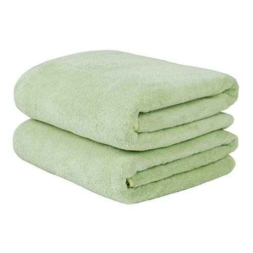 JML Bath Towels, 2 Pack, 30"x60", Light Green | Hanging Loop, Super Soft, Absorbent, Lint Free, Fade Resistant, Lightweight, Quick Dry, Use for SPA , Sauna, Salon Hair Wrap - color: Green, size: 30 in x 60 in