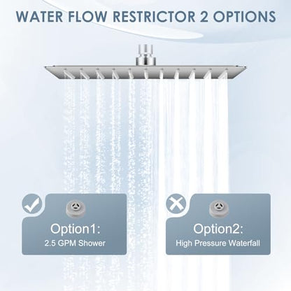 10 Inch Rain Shower Head Chrome - Square Rainfall Shower head All Metal Stainless Steel 304, Ultra Thin Design, Full Body Coverage Bath Shower - color: A-Chrome Polished, size: 10 Inch Square