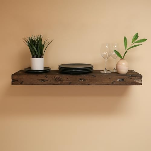 Urbandi Rustic Distressed Floating Shelves, Set of 2, Handmade Out of Pine Wood, 3 Inch Thick, Made in USA (Jacobean, 48Lx3Hx8D) - color: Jacobean, size: 48Lx3Hx8D