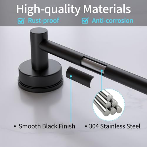 Adjustable Towel Bar Suction Cup 14.6Inch~24 Inch for Bathroom Wall, Towel Racks for Bathroom,Stainless Steel Bath Towel Holder for Shower