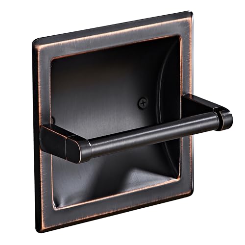 Oil Rubbed Bronze Recessed Toilet Paper Holder,Pivoting Toilet Tissue Holder,Made of SUS304 Stainless Steel, in Wall Toilet Paper Holder with Bracket - color: Oil Rubbed Bronze