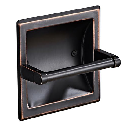 Oil Rubbed Bronze Recessed Toilet Paper Holder,Pivoting Toilet Tissue Holder,Made of SUS304 Stainless Steel, in Wall Toilet Paper Holder with Bracket - color: Oil Rubbed Bronze