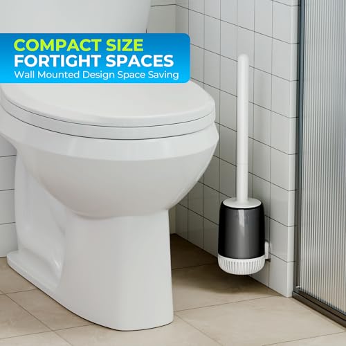 Silicone Toilet Brush, L-Shaped Toilet Brush and Holder Set, Bathroom Toilet Brush with Long Non-Slip Handle, Wall Mounted or Floor Standing Design, for Home and RV Use - size: 2 Pack | L-Shaped Brush Head, Non-Slip Handle