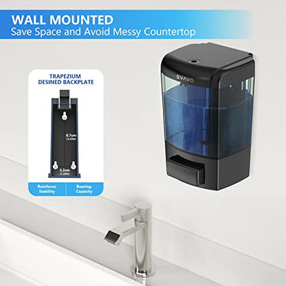 SVAVO Wall Mounted Soap Dispenser Kitchen Bathroom Manual Soap Dispenser Refillable Hand soap Dispenser for Liquid Contianers Shampoo Gel Chamber for Household Commerical 23.7oz (700ml) ABS - color: Black