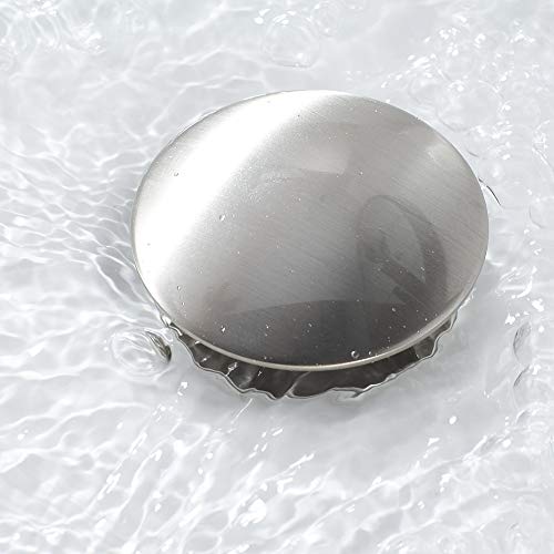 Bathroom Sink Drain with Strainer Basket Hair Catcher Anti-Explosion Anti Clog Pop Up Drain Stopper Vanity Vessel Sink with Overflow, Brushed Nickel - color: Brushed Nickel, size: With Overflow