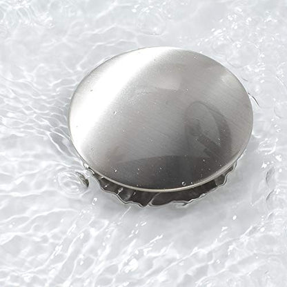 Bathroom Sink Drain with Strainer Basket Hair Catcher Anti-Explosion Anti Clog Pop Up Drain Stopper Vanity Vessel Sink with Overflow, Brushed Nickel - color: Brushed Nickel, size: With Overflow