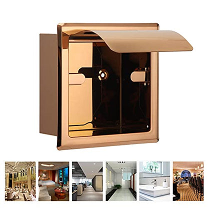 Alvinlite Toilet Paper Roll Holder Recessed Toilet Paper Holder Tissue Holder Box Cover Wall Mounted Stainless Steel Toilet Roll Holder Waterproof Toilet Tissue Holder for Bathroom(Rose Golden) - color: Rose Golden