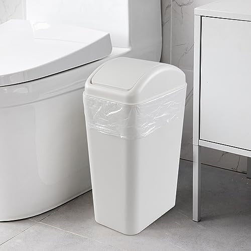 Cand 14 L Small Plastic Garbage Can, Slim Swing Lid Trash Bins, Light Grey - color: Grey