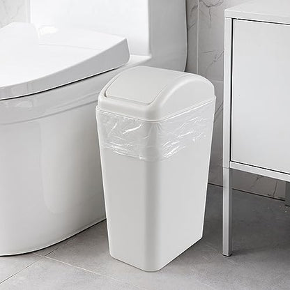 Cand 14 L Small Plastic Garbage Can, Slim Swing Lid Trash Bins, Light Grey - color: Grey
