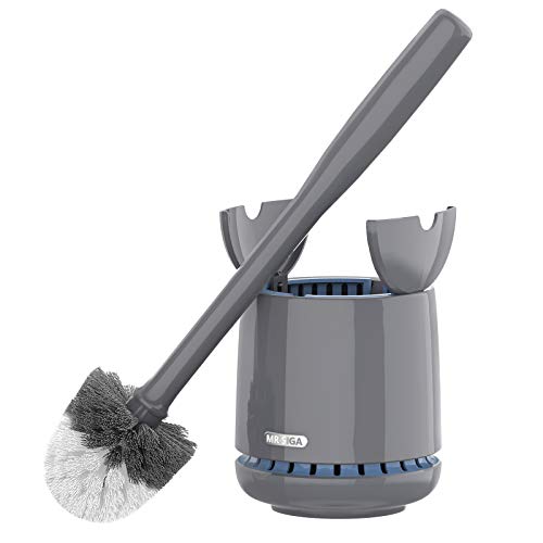 MR.SIGA Toilet Bowl Brush and Holder, Sturdy Long Handle, Gray, 12 Pack - color: Gray, size: One Size (Pack of 12)