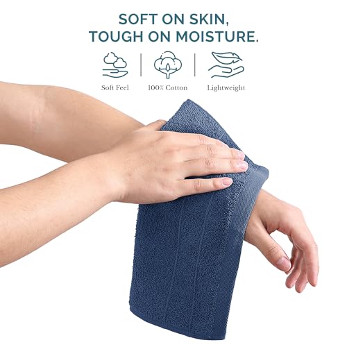 Casa Platino Cotton Washcloths 100% Cotton 12 Pack - Navy Blue | OEKO-TEX Standard 100 Cotton - Soft Cotton 12x12 Wash Cloths for Bathroom, Face & Body - color: 06: Navy Blue, size: 12 Piece Wash Cloth