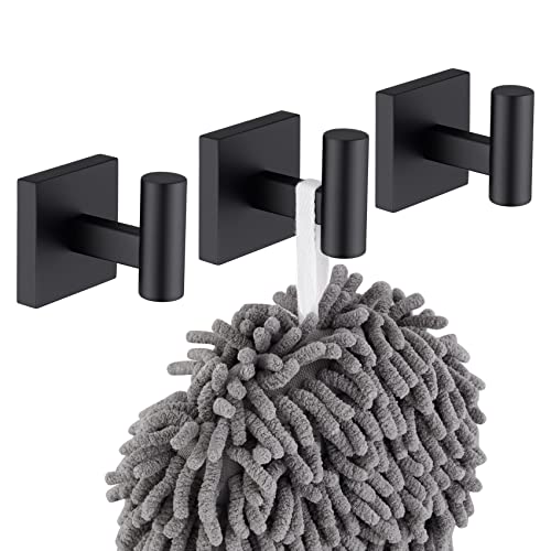 KOKOSIRI Robe Hook Bathroom Towel Coat Hooks Matte Black for Bath Kitchen Wall 3 Pack Stainless Steel B1013BK-P3 - color: Matte Black, size: 3 Pack