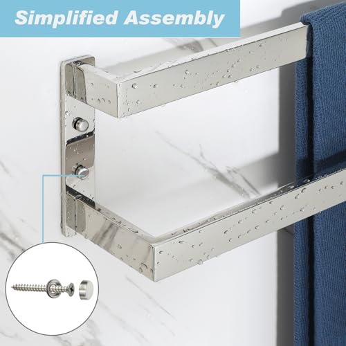 Alise Double Towel Bar, 32" Double Towel Racks for Bathroom,Polished Chrome | Bathroom Towel Rack Wall Mounted, 3.54" Wide Faster Drying, Ladder Design, SUS304 Stainless Steel - color: Polished Chrome, size: 32-inch