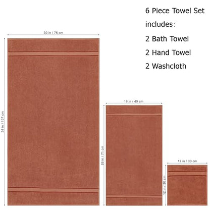 COTTON CRAFT Ultra Soft 6 Piece Towel Set - 100% Cotton Towels - Mocha | Absorbent 580 GSM Quick Dry Everyday Premium Luxurious Bathroom Towels - 2 Large Bath Towels, 2 Hand Towels, 2 Washcloths - color: Mocha, size: 6 Piece Towel Set