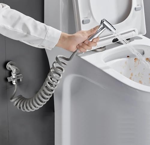 Spring Flexible Shower Hose,ABS Bathroom Spiral Flexible Telescopic Shower Hose for Toilet Faucet, Bidet Sprayer, Hand Shower,Standard G1/2 Connectors(Gray) - color: gray shower hose