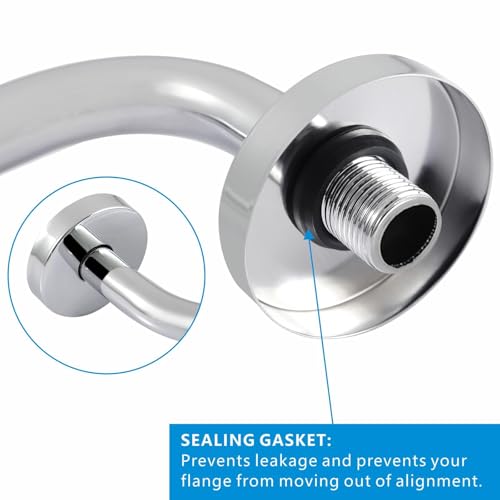 Voolan Shower Arm with Flange and Teflon Tape, Extension Shower Head Arm for Bathroom Fixed Shower Head, Solid Stainless Steel, Wall Mounted (20 Inch, Chrome) - color: Chrome, style: 20 Inch
