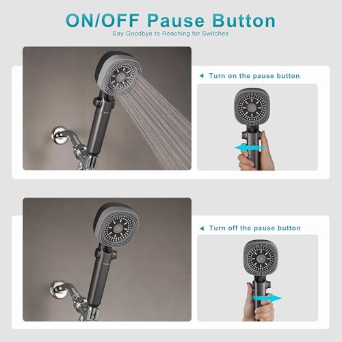 Handheld Shower Head with 79in Hose,High Pressure Filtered Shower Head with ON/OFF Switch for Water Saving&Low Reach No Drilling Wall Mount Shower Holder