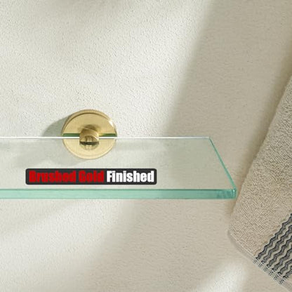 JQK Bathroom Glass Shelf Gold, Tempered Glass Shower Storage 8 by 5 inches, 304 Stainless Steel Brushed Gold Wall Mount, TGS101L8-BG - color: Gold, size: 8 Inch (1 Pack)