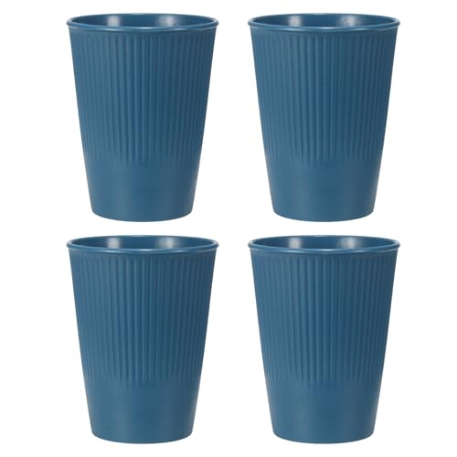 uxcell 4 Pcs Simple Toothbrush Cup, 3.3 x 3.3 x 4.2 Dishwasher Safe Bathroom Tumbler Reusable Plastic Cup Set for Storing Toothpaste Combs, Dark Blue - color: Dark Blue