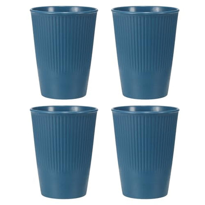 uxcell 4 Pcs Simple Toothbrush Cup, 3.3 x 3.3 x 4.2 Dishwasher Safe Bathroom Tumbler Reusable Plastic Cup Set for Storing Toothpaste Combs, Dark Blue - color: Dark Blue