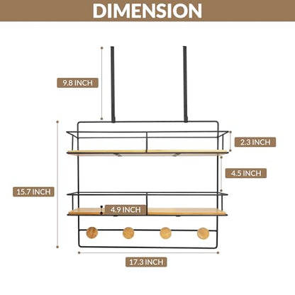 Over-the-Door Shower Caddy, Large 2-Tier Wooden Hanging Shower Shelves