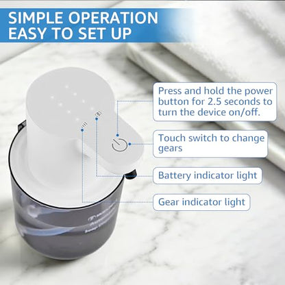 Automatic Soap Dispenser for Kitchen Sink - Wall-Mount & Countertop White | 4-Level Adjustable,13.5oz Clear Plastic IPX5 Rechargeable, Suitable for Bathroom - color: White.l